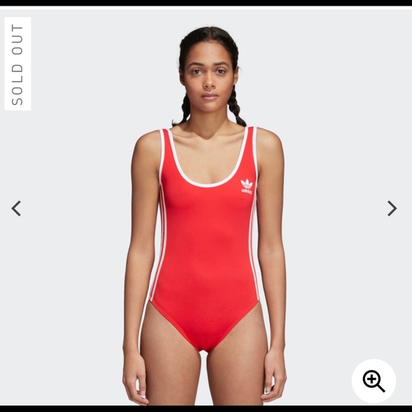 adidas Tops - Adidas Red Three Stripe Bodysuit